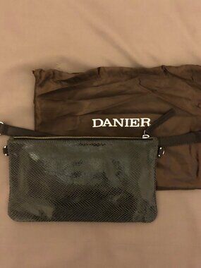 Danier Steel Gray Snake Print Leather Bag